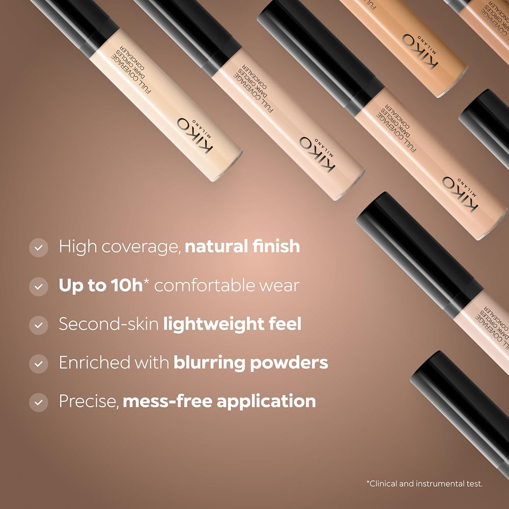 KIKO Milano Full Coverage Dark Circles Concealer 03 | Correcteur Liquide Haute Couvrance Pour Le Contour Des Yeux Et Le Visage - Image 5