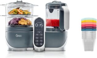 71tOIPHOFML._AC_SL1000_.jpg Babymoov Nutribaby(+) Gris + Lot de 6 pots de conservation Babybols 250ml - Robot Multifonctions pour Bébé 6 en 1 - Cuiseur vapeur - Mixeur - Idéal Batchcooking