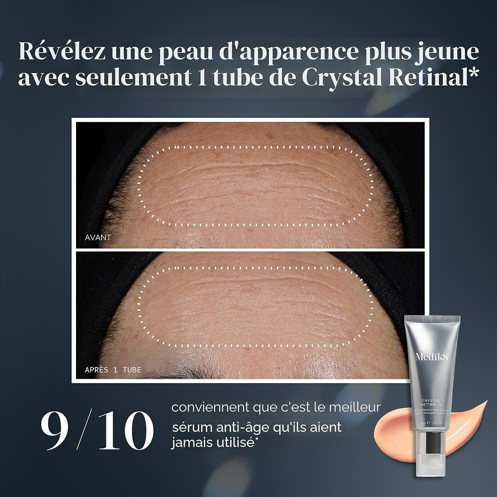 Medik8 Crystal Retinal 10 - Sérum de Nuit Anti-Âge au Rétinal - 0,1% de Concentré de Rétinal - 11x plus Rapide que le Rétinol - Pour les Nouveaux Utilisateurs de Vitamine A - 30ml - Image 4