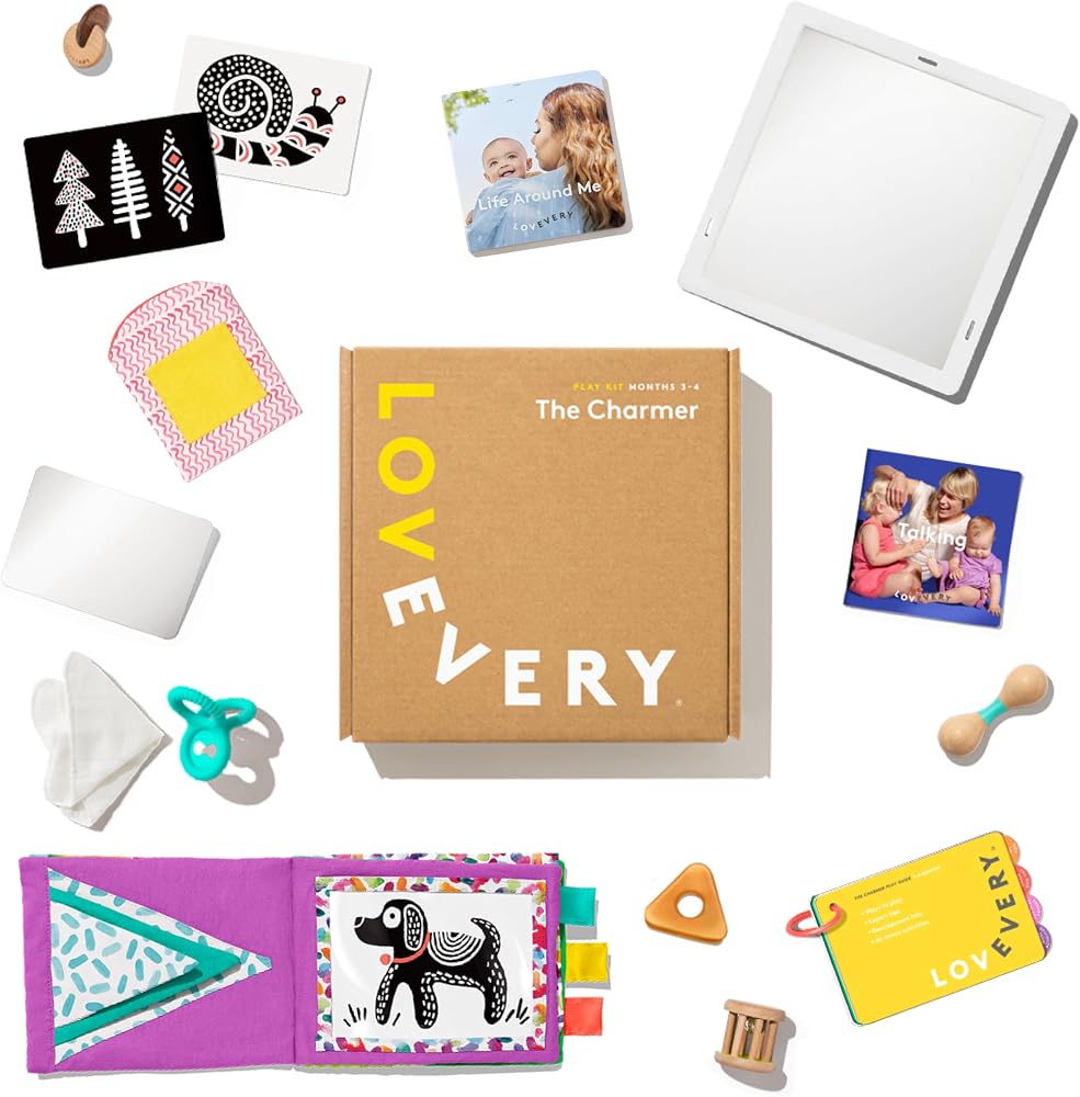 LOVEVERY, The Charmer Kit de jeu + livre bonus (français non garanti) pour développer le temps du ventre et la force motrice, essentiels pour nouveau-né et meilleur cadeau pour bébé de 3 à 4 mois et