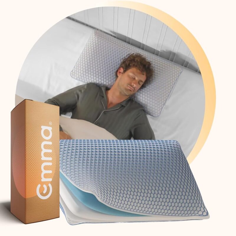 Emma Oreiller Original Adapt Elite 40x70 cm | Mousse à Mémoire de Forme & Airgrid™ | Ferme & Thermorégulant | 3 Couches Ajustables | Housse Déhoussable