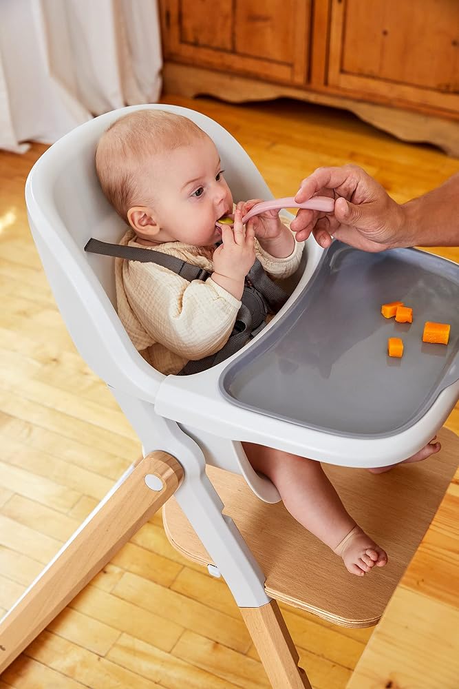 Ergobaby Chaise Haute Evolve, Chaise haute ergonomique pour bébés Évolutive à partir de 6 mois, Chaise haute pour bébés avec harnais à 5 points, pour enfants avec assise réglable, Natural Wood - Image 2