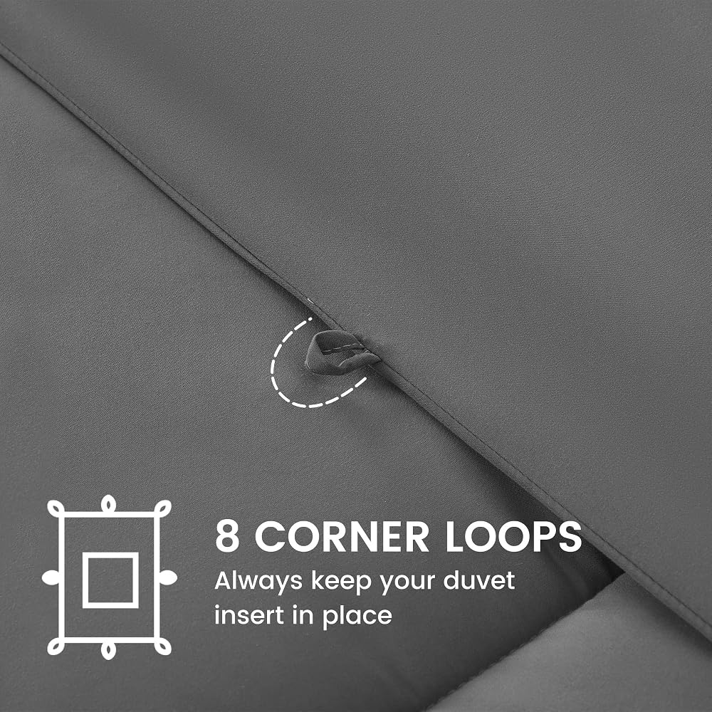 SLEEP ZONE Couette réversible en duvet alternatif pour très grand lit, légère, douce et respirante pour toutes les saisons, côté bleu marine + côté B gris - Image 11