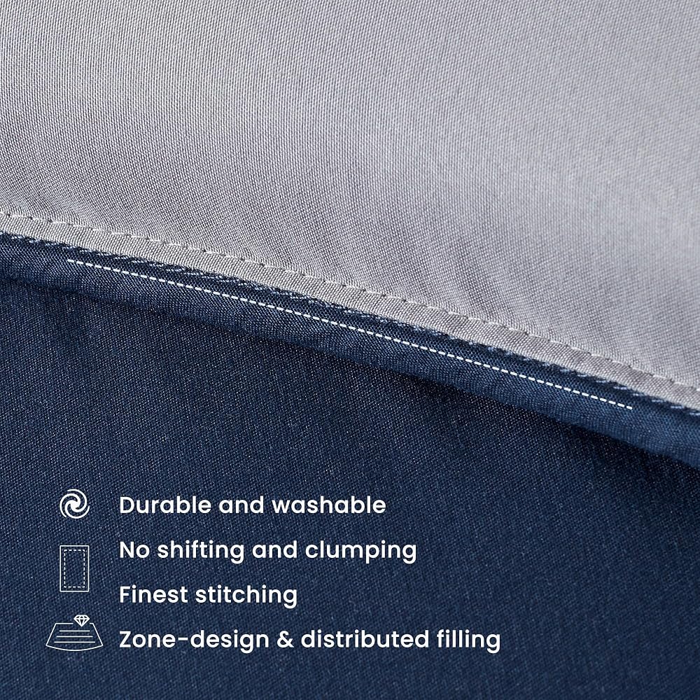 SLEEP ZONE Couette réversible en duvet alternatif pour très grand lit, légère, douce et respirante pour toutes les saisons, côté bleu marine + côté B gris - Image 5