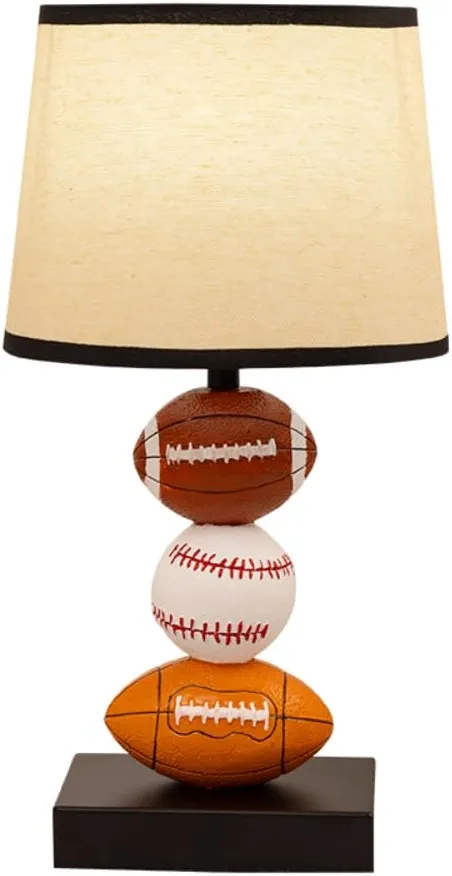 Ecliptix Kids Table Lamp, 14 Inch Rugby Football & Baseball Design with Cute Lampshade, Sports-Themed lamp Ideal for Children's Bedroom Decor, Bedside Lamp Includes LED Bulb