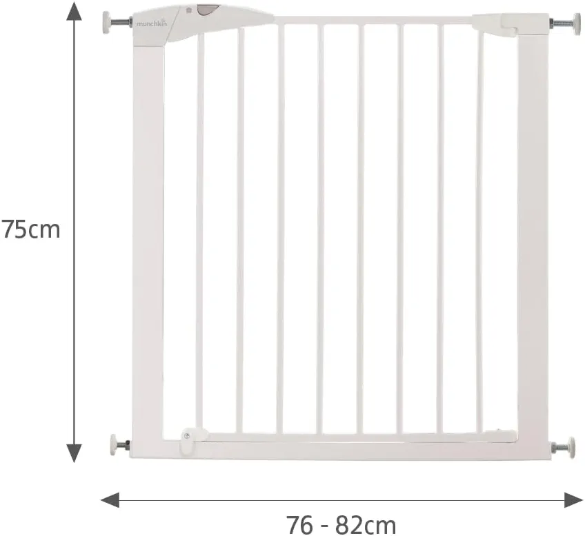 Munchkin Barrière de Sécurité Maxi Secure Bébé 76-82cm | Barrière de Sécurité Bébé et Chien pour Portes | Installation Facile sans Vis | Blanche