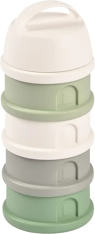 amz-51-ccgudpul-77a348e5 BÉABA, Boite doseuse de lait empilable, 100% hermétique, 4 compartiments, Made in France, Grande contenance, Usage Evolutif Cotton white/Sage green