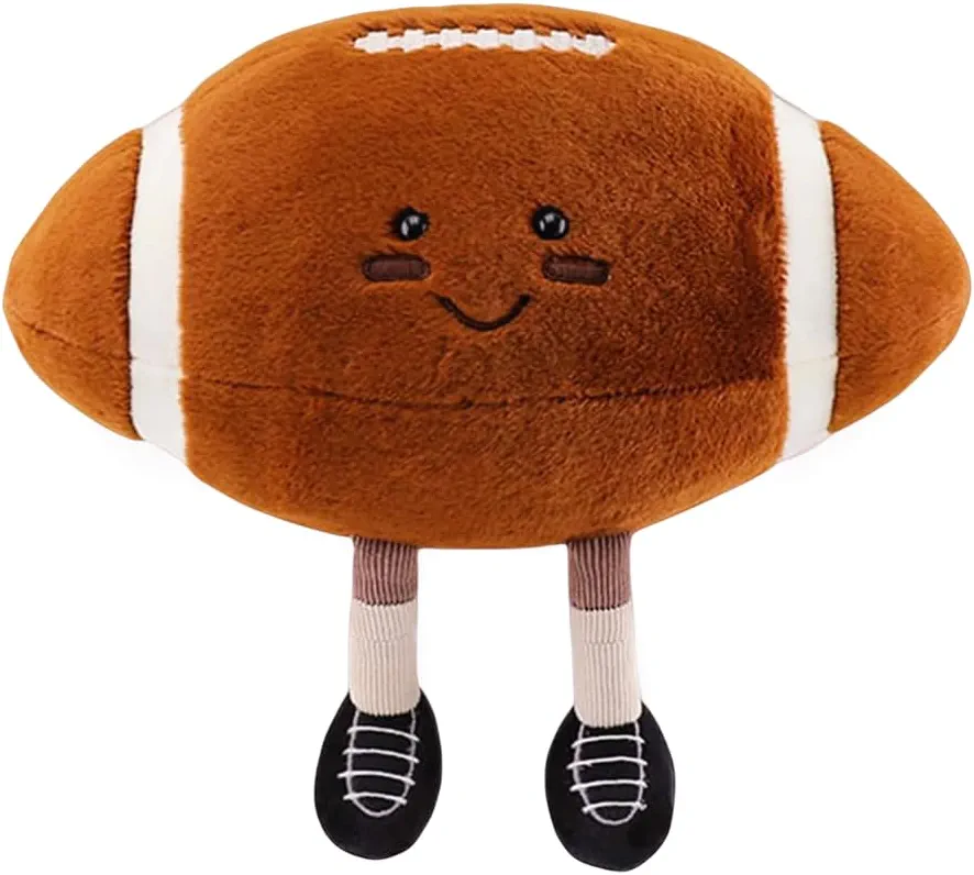 XIYUAN 13inch Rugby Plush Toys Soft Stuffed Sports Plush Balls Cute Fun American Soccer Doll Toys with feet Creative Football Spherical Decor Throw Pillow for Christmas Kid Gift (Rugby)