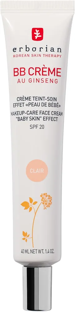 Erborian - BB Crème au Ginseng 5-en-1 - Soin Teinté Perfecteur Effet "Peau de Bébé" - Fond de Teint Couvrant Imperfections - Protection Solaire SPF 20 - Soin Cosmétique Coréen