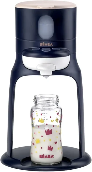 BÉABA, Préparateur-Chauffe Biberon/Petits Pots, Distributeur d'eau à Température Exacte, Instantané, Rapide, Fonction Bain Marie, 2 Températures, Chauffe biberon Amovible, Bib'Expresso, Bleu Nuit