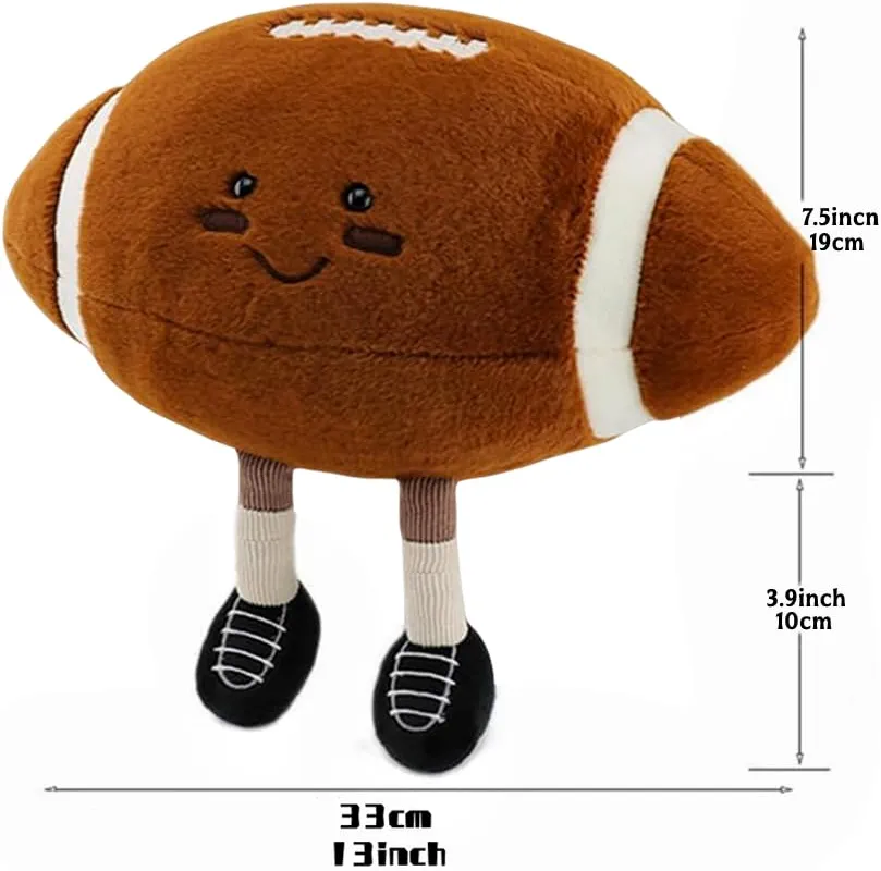 XIYUAN 13inch Rugby Plush Toys Soft Stuffed Sports Plush Balls Cute Fun American Soccer Doll Toys with feet Creative Football Spherical Decor Throw Pillow for Christmas Kid Gift (Rugby) 11 inch Rugby