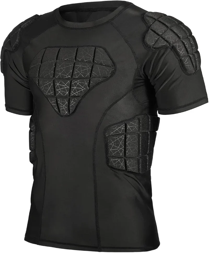 Padded Football Shirt for Men, Rib Protectors Compression for Rugby