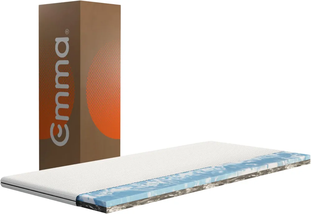 Surmatelas Emma Original Pro 140x190 cm, 8 cm | 2 Couches Thermorégulantes & Ferme | Mousse HRX | Housse Amovible et Lavable | Prolonge la Durée de Vie du Matelas