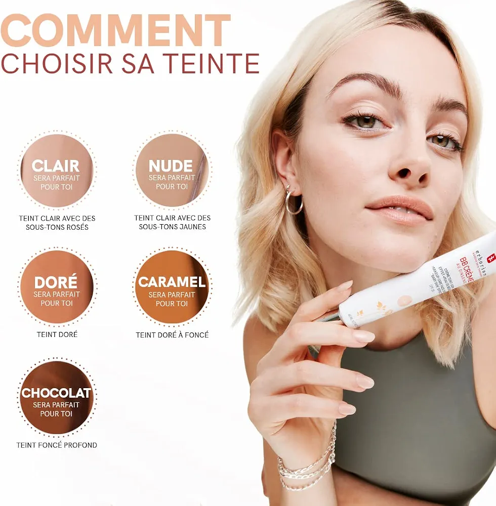 Erborian - BB Crème au Ginseng 5-en-1 - Soin Teinté Perfecteur Effet "Peau de Bébé" - Fond de Teint Couvrant Imperfections - Protection Solaire SPF 20 - Soin Cosmétique Coréen