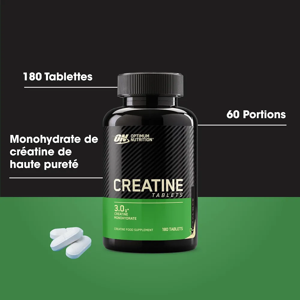 Optimum Nutrition Creatine Capsules, 180 Comprimés | Non Aromatisé, 60 Portions, 3g de Créatine Monohydrate, Soutient la Performance pendant les Entraînement de Haute Intensité