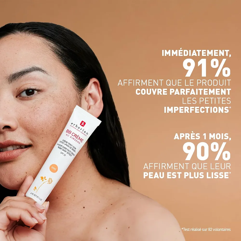 Erborian - BB Crème au Ginseng 5-en-1 - Soin Teinté Perfecteur Effet "Peau de Bébé" - Fond de Teint Couvrant Imperfections - Protection Solaire SPF 20 - Soin Cosmétique Coréen