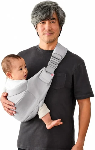 Ergobaby Upsie Sling Porte-hanches ergonomique pour bébés et tout-petits à partir de 6 mois (7,7 à 20,4 kg), commutation spontanée entre la marche et le transport, gris perle