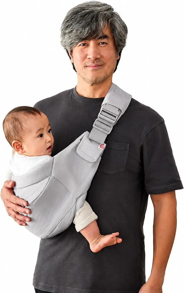 Ergobaby Upsie Sling Porte-hanches ergonomique pour bébés et tout-petits à partir de 6 mois (7,7 à 20,4 kg), commutation spontanée entre la marche et le transport, gris perle