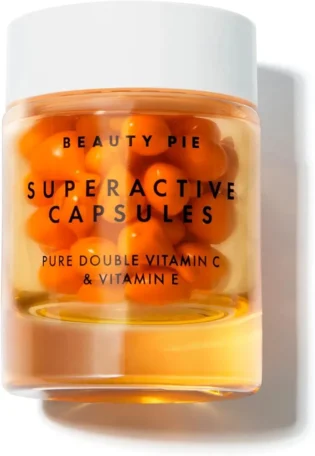 Beauty Pie Capsules superactives Pure Double vitamine C et vitamine E Sérum – Capsules antioxydantes éclaircissantes, raffermissantes « One-Shot » (60 pièces)