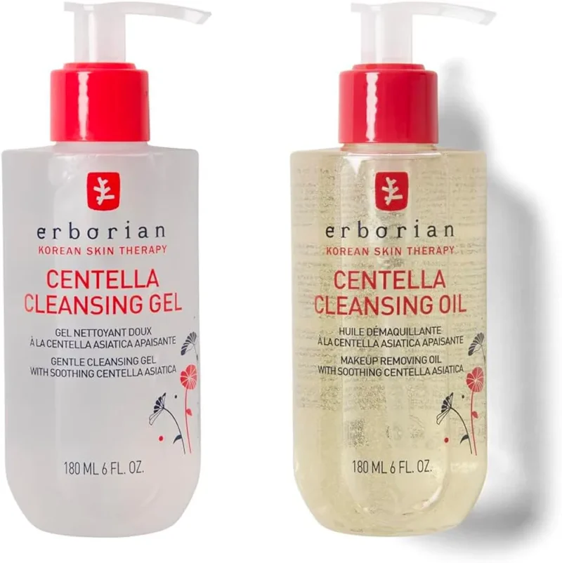 Erborian - Cleansing Oil + Gel à la Centella - Gel Nettoyant Doux + Huile Démaquillante à la Centella Asiatica - Soin du Visage pour Tous Types de Peau - Soin cosmétique Coréen - 180ml