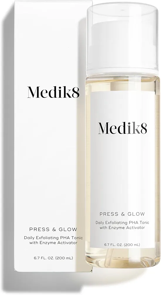 Medik8 Press & Glow Toner exfoliant quotidien PHA avec activateur d'enzymes pour une peau éclatante 200 ml