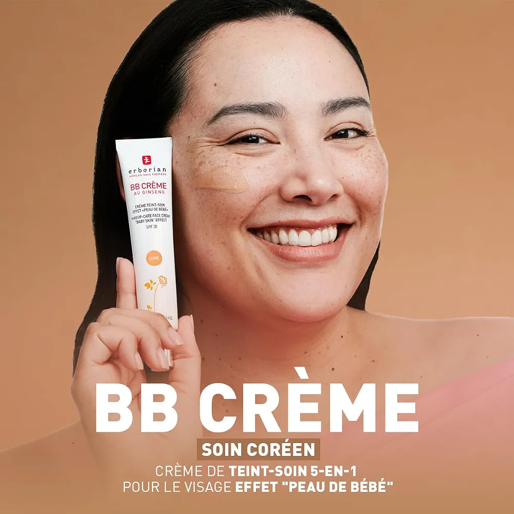 Erborian - BB Crème au Ginseng 5-en-1 - Soin Teinté Perfecteur Effet "Peau de Bébé" - Fond de Teint Couvrant Imperfections - Protection Solaire SPF 20 - Soin Cosmétique Coréen