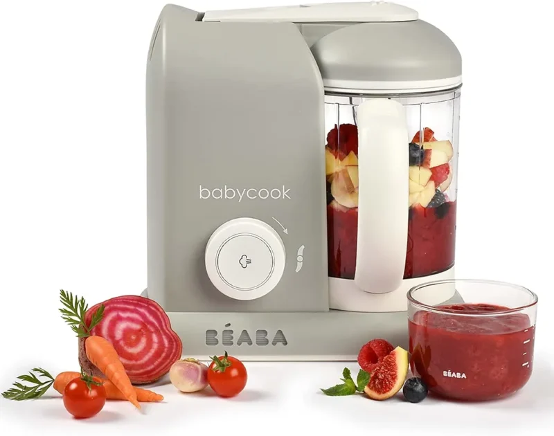 BÉABA, Babycook Solo, Robot Bébé 4 en 1 Mixeur-Cuiseur, Cuisson Vapeur, Diversification alimentaire, Petits pots bébé maison, Gris