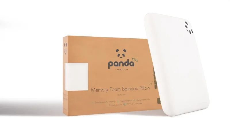 Panda® Oreiller en mousse à mémoire de forme pour enfant avec housse en bambou, à partir de 4 ans | moyennement ferme et doux | Soutien orthopédique de la tête, de la colonne vertébrale et du cou