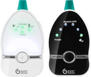 Babymoov Babyphone Audio Easy Care, Faible Emission d'Ondes & Economie d'énergie, Portée 500m, Veilleuse