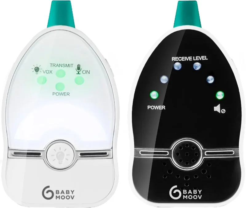 Babymoov Babyphone Audio Easy Care, Faible Emission d'Ondes & Economie d'énergie, Portée 500m, Veilleuse