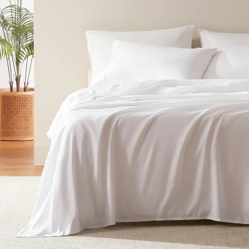 SLEEP ZONE Parure de lit 4 pièces Super Douce et rafraîchissante – Draps Plats et taies d'oreiller faciles d'entretien – Infroissables, résistants à la décoloration, Poches Profondes de 40,6 cm (Bleu