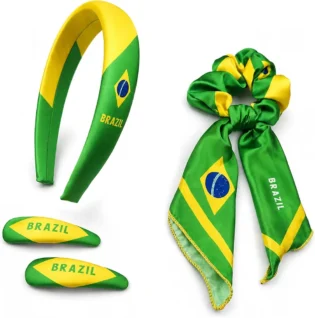 Brazil Flag Women 4-Piece Hair Accessory Set