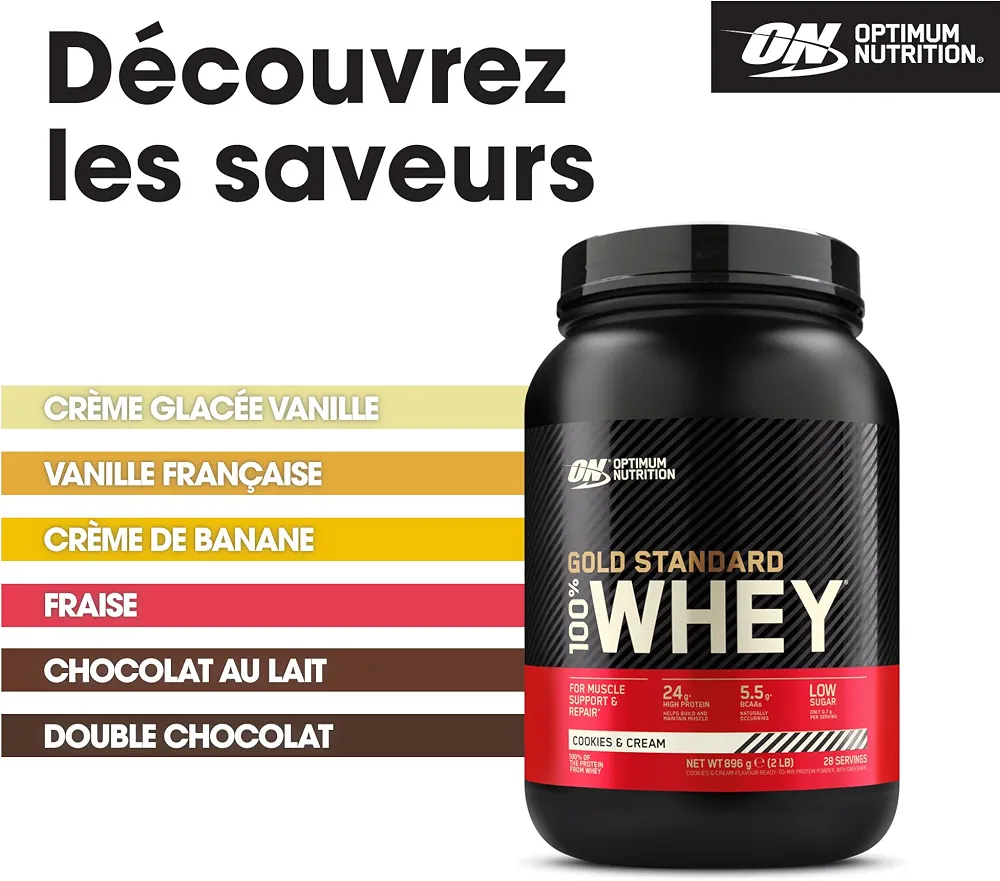 Optimum Nutrition Gold Standard 100% Whey Protéine en Poudre, 896 g | Chocolate Peanut Butter, 28 Portions, 24g de Protéines,BCAA,Soutient la Croissance et la Récupération Musculaires