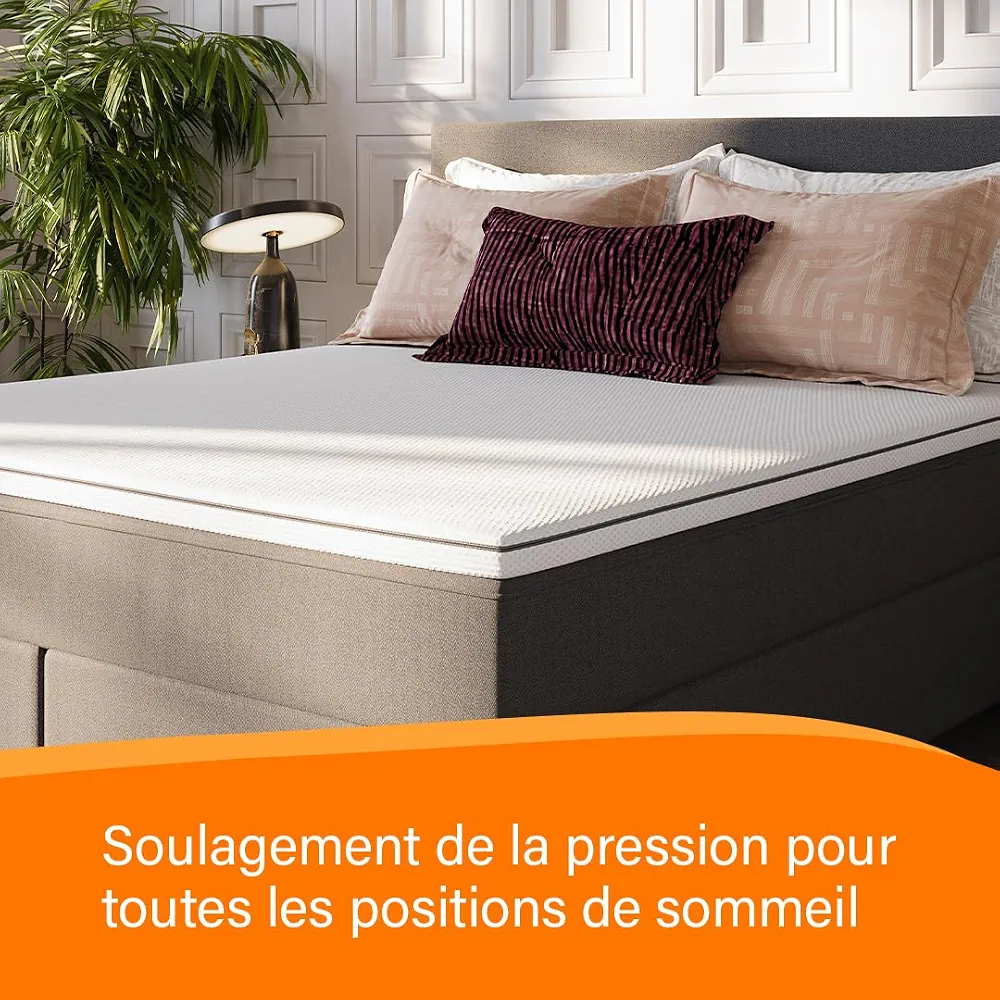 Surmatelas Emma Original Pro 140x190 cm, 8 cm | 2 Couches Thermorégulantes & Ferme | Mousse HRX | Housse Amovible et Lavable | Prolonge la Durée de Vie du Matelas