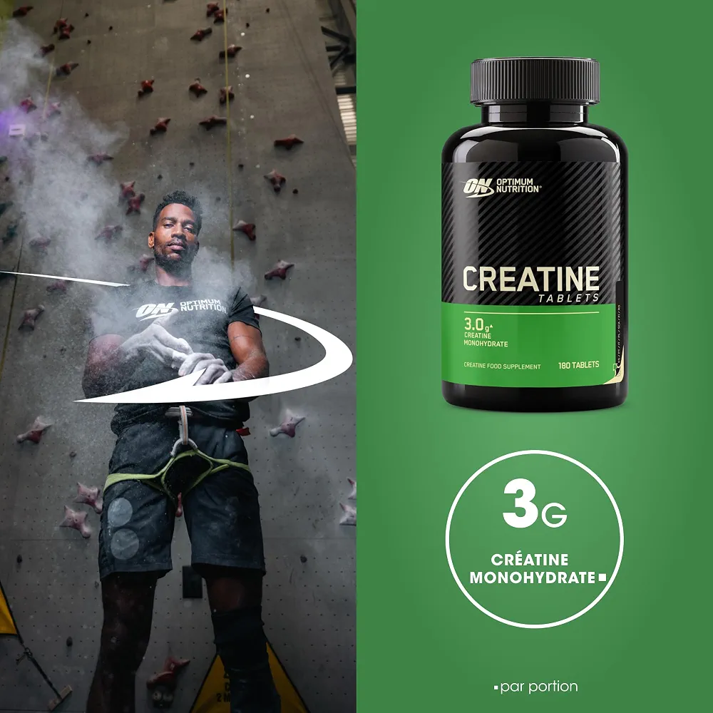 Optimum Nutrition Creatine Capsules, 180 Comprimés | Non Aromatisé, 60 Portions, 3g de Créatine Monohydrate, Soutient la Performance pendant les Entraînement de Haute Intensité