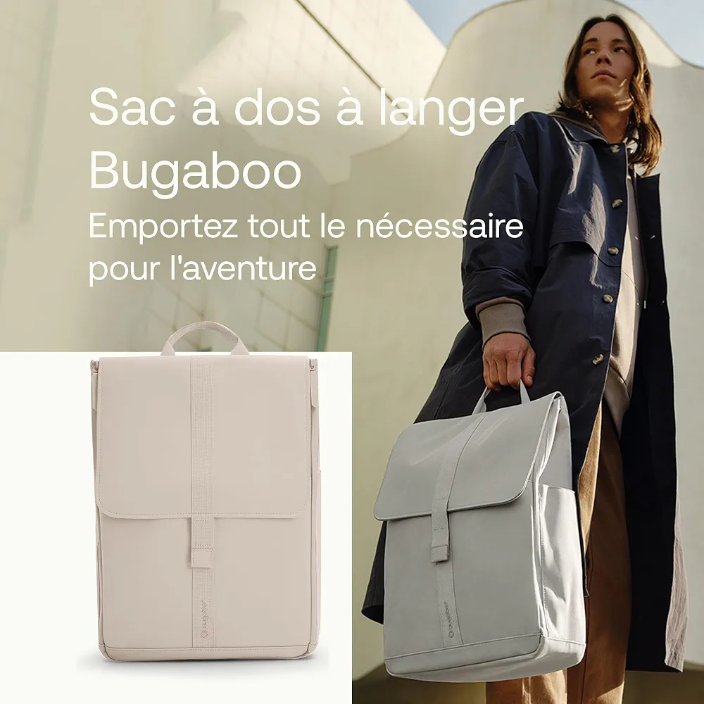 Bugaboo Sac à dos à langer, sac durable fabriqué à partir de matériaux recyclés, hydrofuge, facile à nettoyer, comprenant un matelas à langer et un porte-bouteille isotherme, Midnight Black