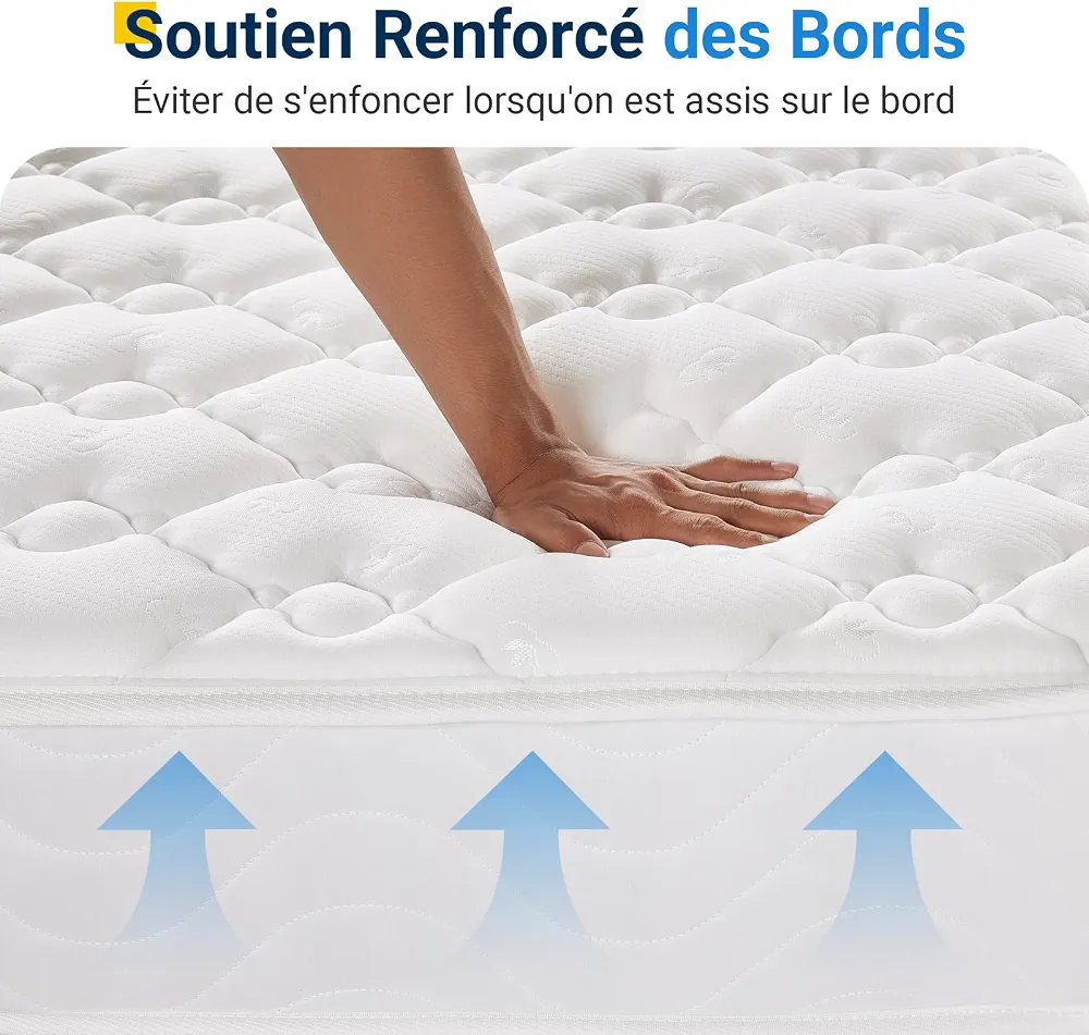 Avenco Matelas 90x190, 20CM, Matelas à Ressorts Ensachés, Mousse de Confort Double, Isolation des Mouvements, Certifié Sûr et Fiable par CertiPUR-US et Oeko-TEX, Soutien Lombaire | Soutien Ergonomique, Soulage les Tensions, Améliore le Sommeil, Épous