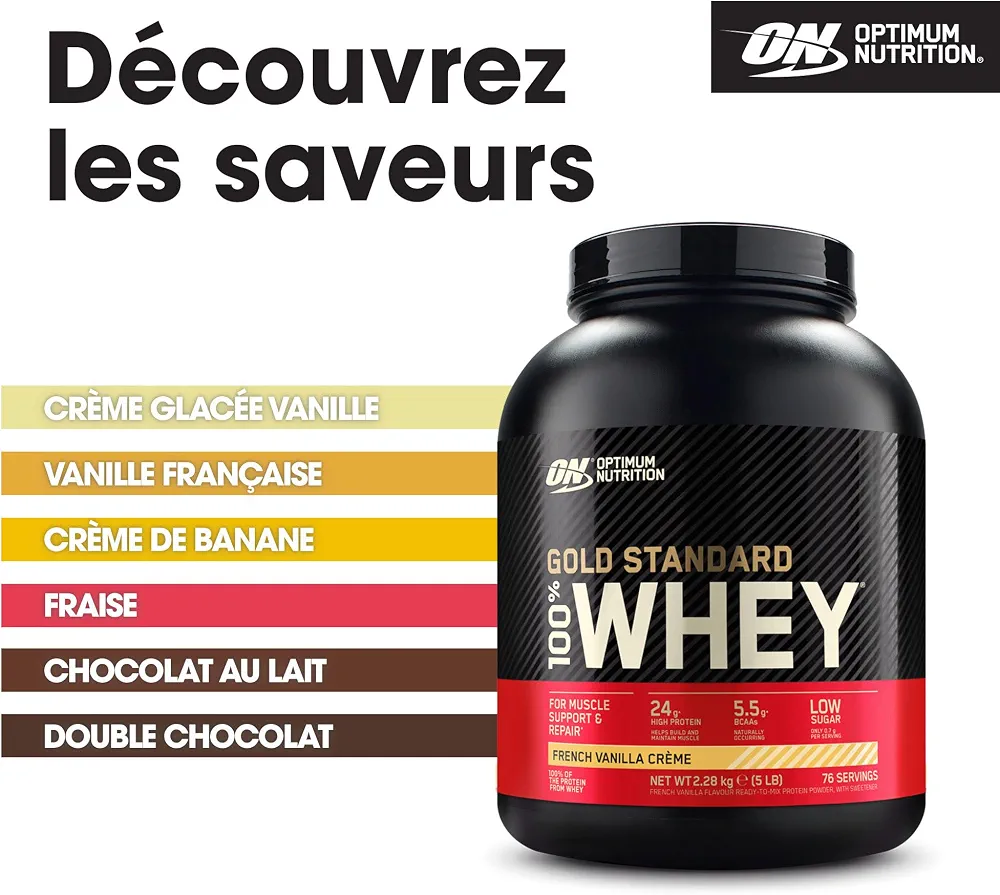 Optimum Nutrition Gold Standard 100% Whey Protéine en Poudre, 2,27 kg | Extreme Milk Chocolate, 71 Portions, 24g de Protéines,BCAA, Soutient la Croissance et la Récupération Musculaires