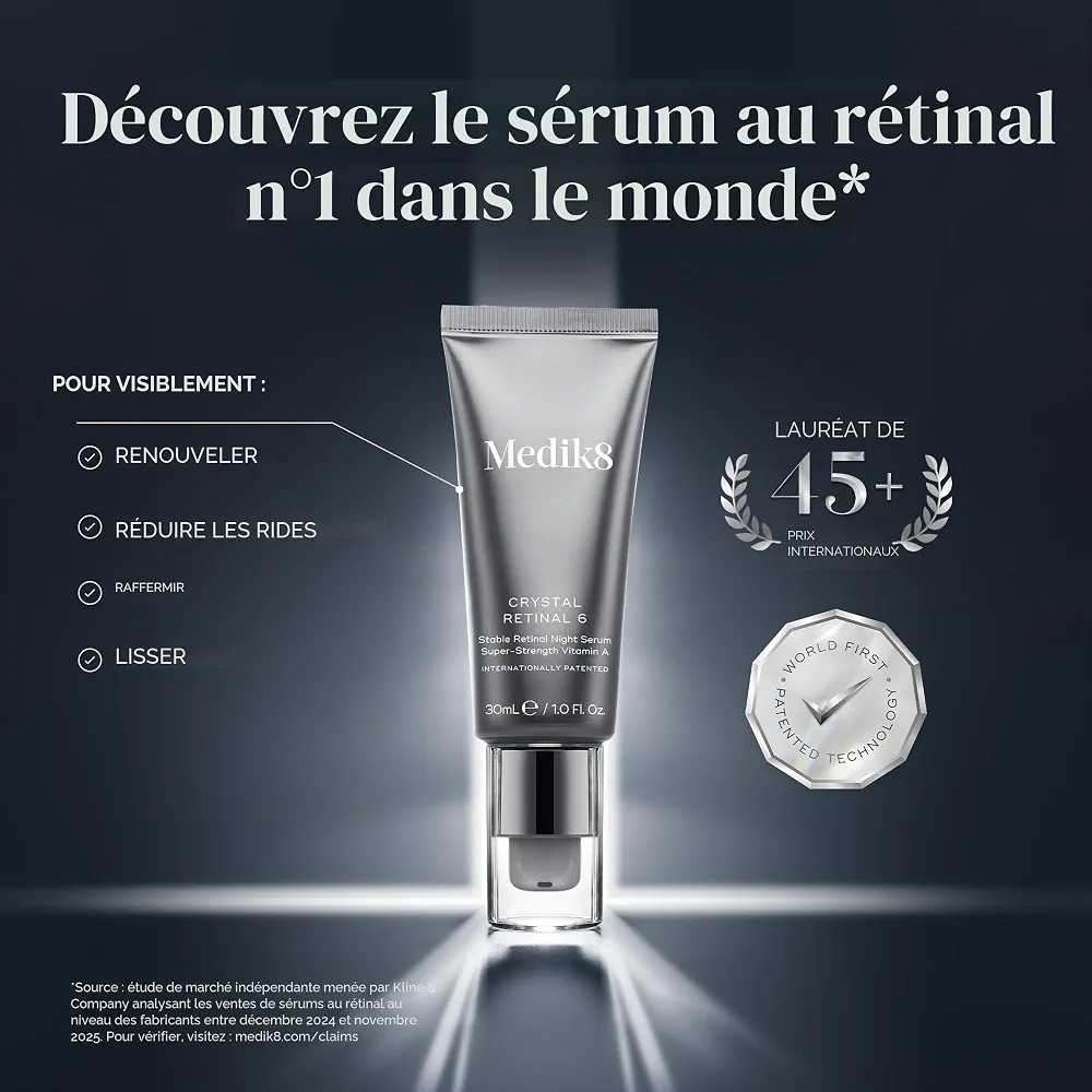 Medik8 Crystal Retinal 10 - Sérum de Nuit Anti-Âge au Rétinal - 0,1% de Concentré de Rétinal - 11x plus Rapide que le Rétinol - Pour les Nouveaux Utilisateurs de Vitamine A - 30ml
