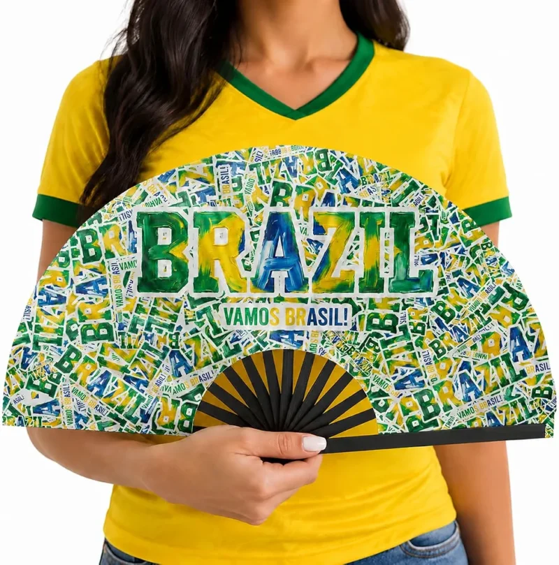 Country Printing Folding Hand Fan 4th of July Outfits for Women World Soccer Cup 2026 Merchandise Patriotic Decorations