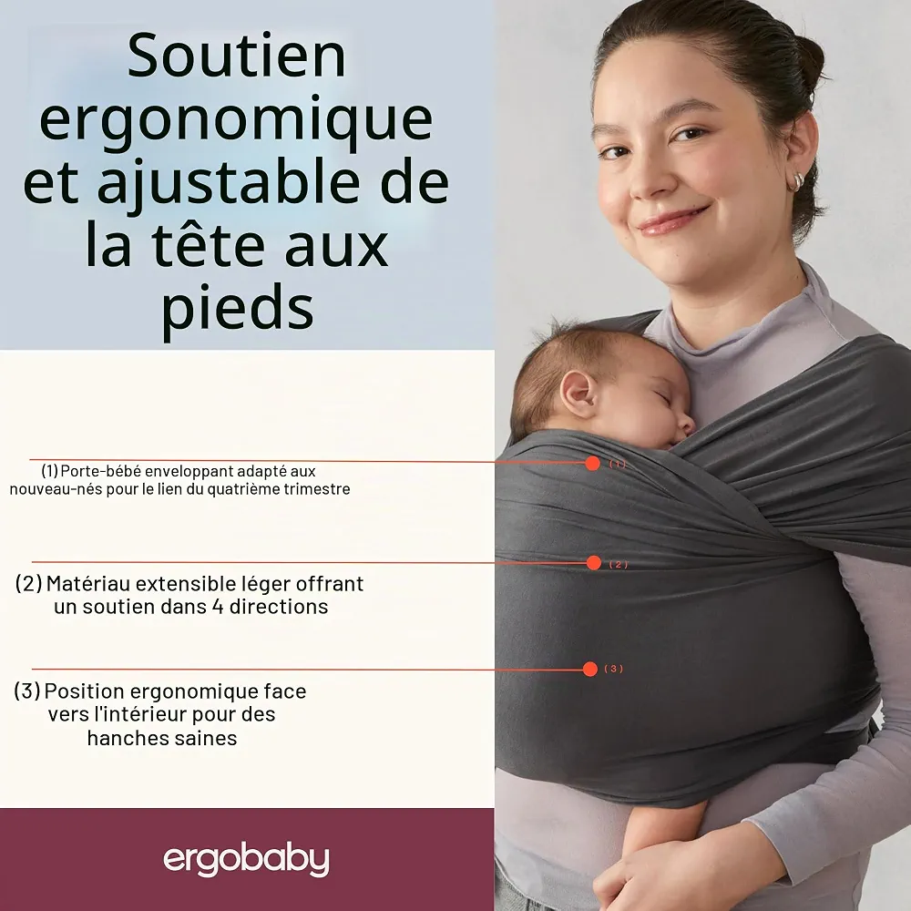 Écharpe de Portage Ergobaby Aura Lyocell - Soft Black