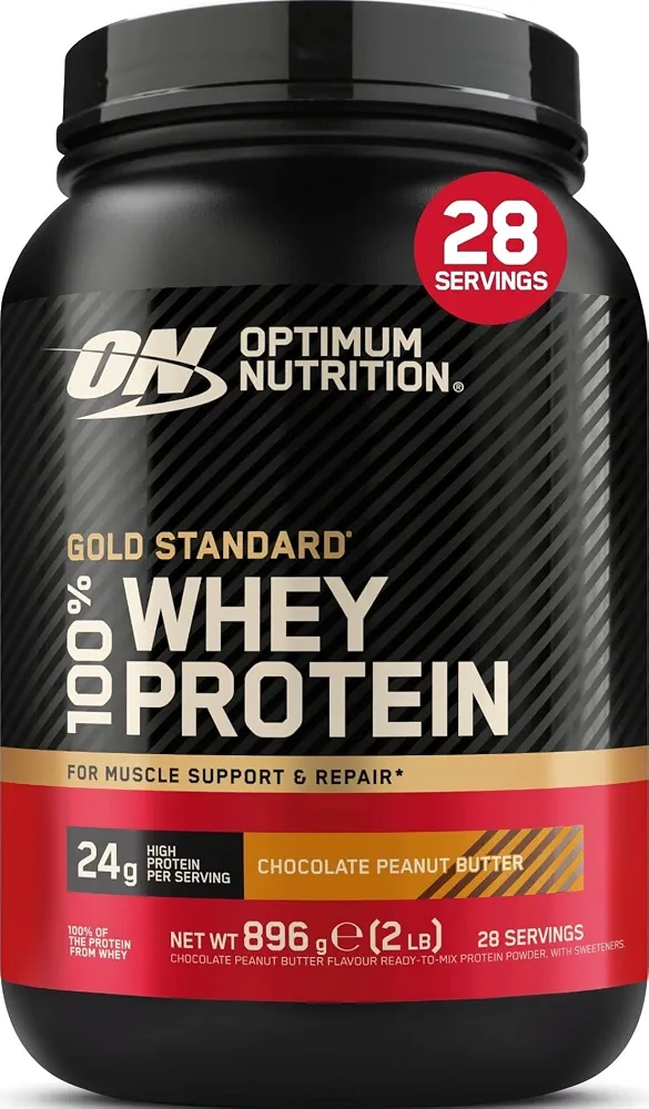 Optimum Nutrition Gold Standard 100% Whey Protéine en Poudre, 896 g | Chocolate Peanut Butter, 28 Portions, 24g de Protéines,BCAA,Soutient la Croissance et la Récupération Musculaires