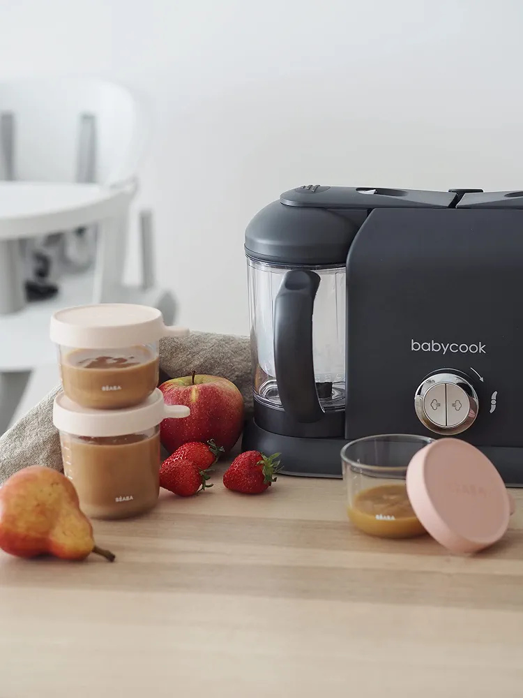 BÉABA, Babycook Duo, Robot Bébé 4 en 1 Mixeur-Cuiseur, Cuisson Vapeur rapide 15min, Diversification alimentaire, Petits pots bébé maison, Contenance XXL 2200 ml, Dark Grey
