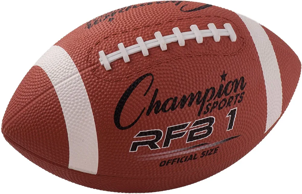 Champion Sports Rubber Football – Durable All-Weather Ball for Pee Wee to Official Sizes, Indoor & Outdoor Play