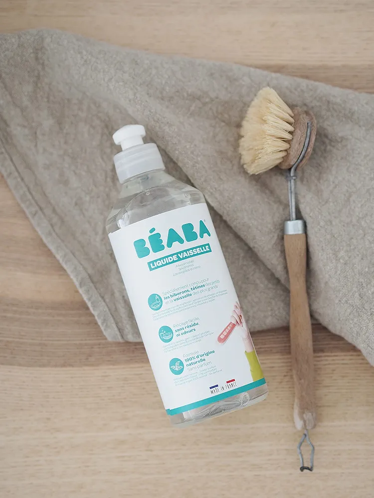 BÉABA, Liquide Vaisselle pour Biberons et Accessoires Repas, 100% d'Origine Naturelle, Made in France, Sans Parfum, Flacons 100% Lot de 2x500 ml