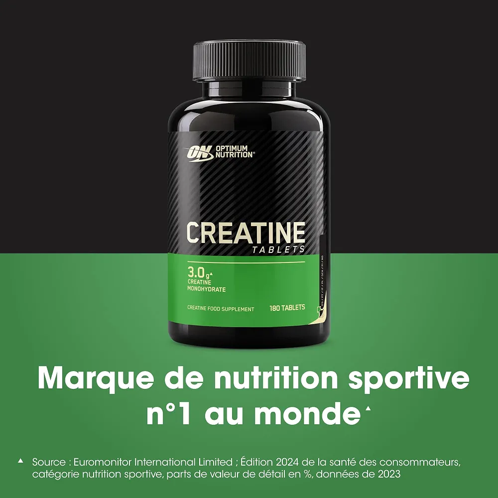 Optimum Nutrition Creatine Capsules, 180 Comprimés | Non Aromatisé, 60 Portions, 3g de Créatine Monohydrate, Soutient la Performance pendant les Entraînement de Haute Intensité