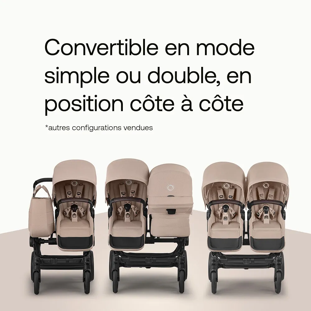 Poussette Bugaboo Donkey 6 simple, convertible en modes double et jumeaux