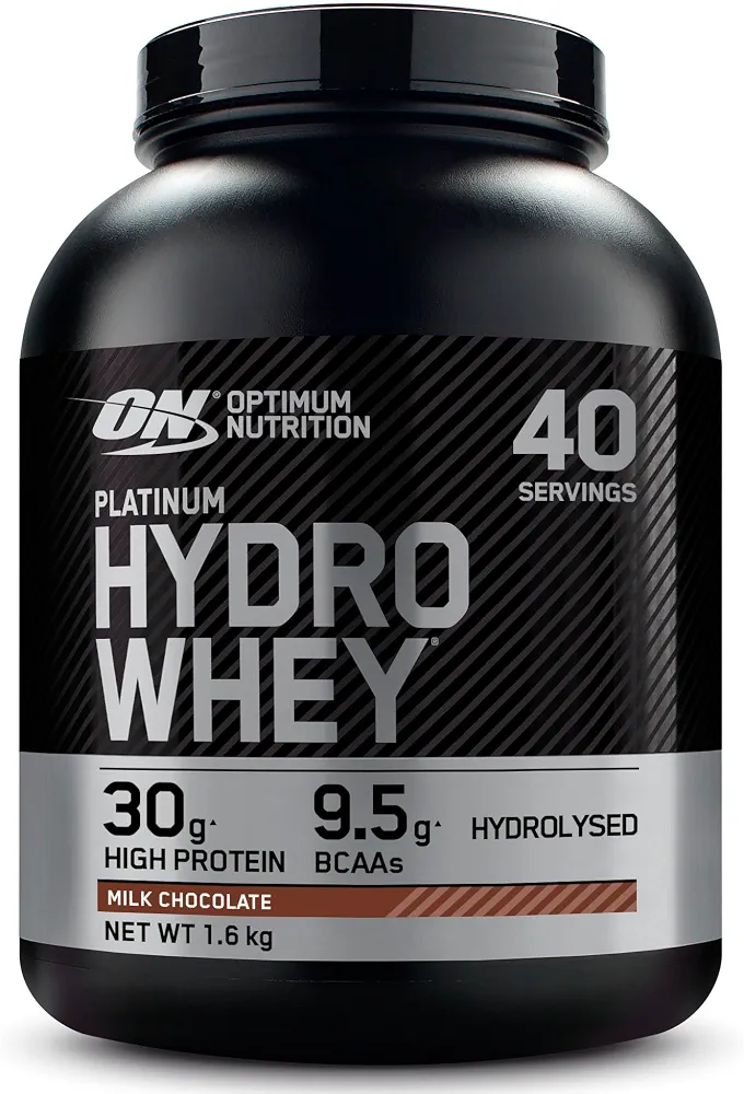 Optimum Nutrition Platinum Hydro Whey, Isolat de whey protéine hydrolysée en poudre avec acides aminés essentiels, glutamine et BCAA, goût Chocolat au lait, 40 portions, 1,6 kg