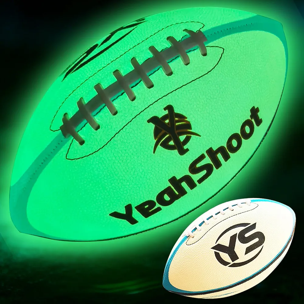 Glow in The Dark American Football-Size 9 with Premium Fluorescent Glow, 100% Brighter at Night, Luminous Cool Perfect Outdoor Gift for Teens, Adults & Rugby Enthusiasts