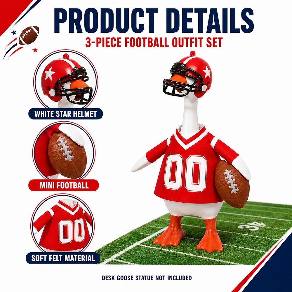 7 Inch Desk Goose Outfits, Mini Football Rugby Desk Goose Outfits with Helmet (Football Costume)